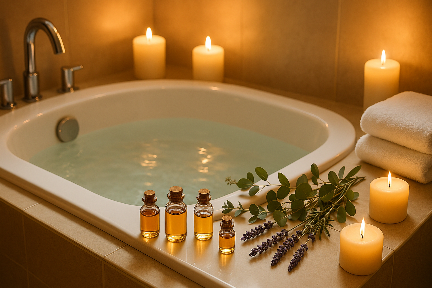 bañera relajante con aceites esenciales 